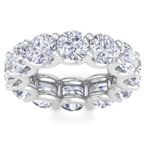 12 Carat Round Lab Grown Diamond Eternity Ring In 14 Karat White Gold, Ring Size 6