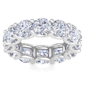 12 Carat Round Lab Grown Diamond Eternity Ring In 14 Karat White Gold, Ring Size 7