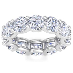 13 Carat Round Lab Grown Diamond Eternity Ring In 14 Karat White Gold, Ring Size 8.5