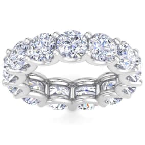 13 Carat Round Lab Grown Diamond Eternity Ring In 14 Karat White Gold, Ring Size 9