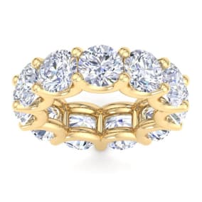 11 Carat Round Lab Grown Diamond Eternity Ring In 14 Karat Yellow Gold, Ring Size 4.5