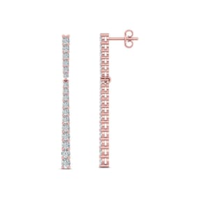 1 Carat Diamond Bar Earrings In 14 Karat Rose Gold