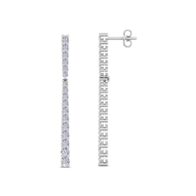 1 Carat Natural Diamond Bar Earrings In 14 Karat White Gold