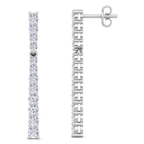 1 Carat Diamond Bar Earrings In 14 Karat White Gold