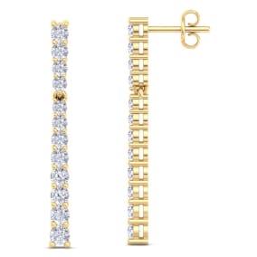 1 Carat Natural Diamond Bar Earrings In 14 Karat Yellow Gold