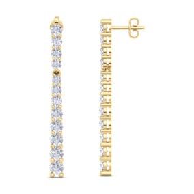 2 Carat Natural Diamond Bar Earrings In 14 Karat Yellow Gold
