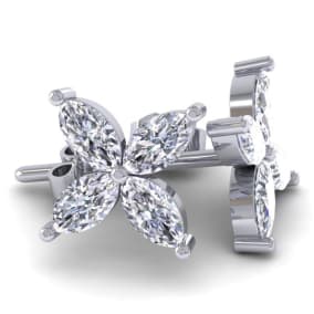 2 Carat Lab Grown Diamond Cluster Stud Earrings In 14 Karat White Gold