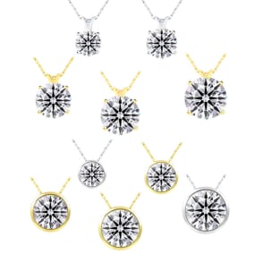 1-5 Carat Round Shape Lab Grown Diamond Solitaire Necklace In 14K White, and Yellow Gold – Classic and Bezel Setting