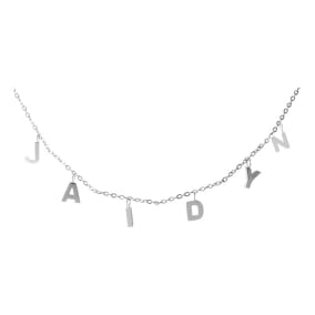 Jaidyn Name Necklace In White Gold Overlay, 8MM - 16 Inch Chain