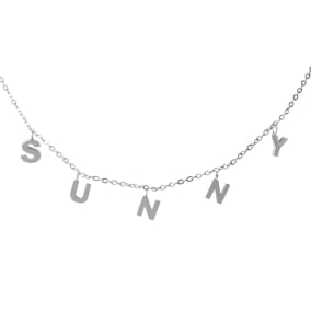 Sunny Name Necklace In White Gold Overlay, 8MM - 16 Inch Chain