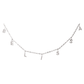 Belissa Name Necklace In White Gold Overlay, 5MM - 16 Inch Chain