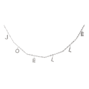 Joelle Name Necklace In White Gold Overlay, 5MM - 16 Inch Chain