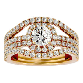 2 Carat Halo Diamond Engagement Ring in 14 Karat Yellow Gold
