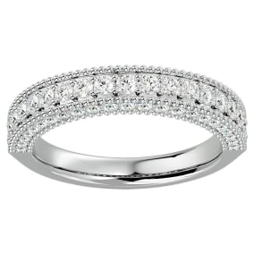 1 Carat Moissanite Wedding Band In 14 Karat White Gold, Size 4.5