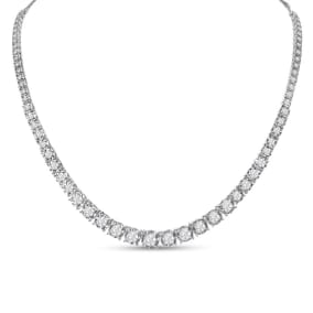 Graduated 4 Carat Diamond Tennis Necklace, Miracle Setting, In 14 Karat White Gold, 18 Inches