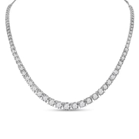 Graduated 4 Carat Natural Diamond Tennis Necklace, Miracle Setting, In 14 Karat White Gold, 18 Inches