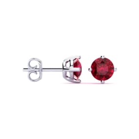 1/2 Carat Natural Ruby Stud Earrings in Sterling Silver