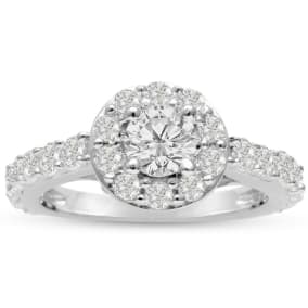 1 1/2ct Diamond Halo Engagement Ring in 14k White Gold
