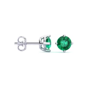 1/2 Carat Natural Emerald Stud Earrings in Sterling Silver