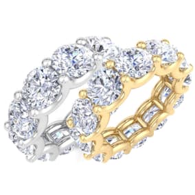 9 ¾ Carat Round Lab Grown Diamond Eternity Ring In 14 Karat White and Yellow Gold