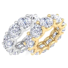 12 Carat Round Lab Grown Diamond Eternity Ring In 14 Karat White and Yellow Gold

