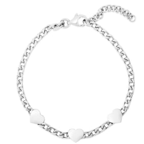 Sterling Silver Heart Chain Bracelet, 8 Inches