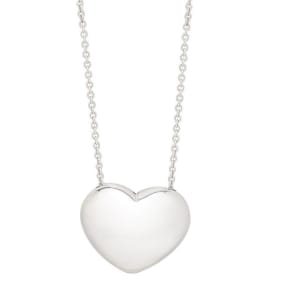 Puffy Heart Necklace In Sterling Silver, 18 Inches