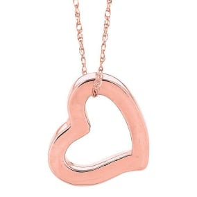 Floating Heart Necklace In 14 Karat Rose Gold, 18 Inches