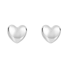 Heart Stud Earrings In 14 Karat White Gold