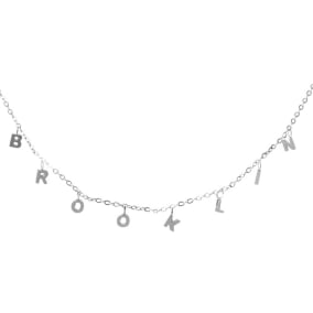 Brooklin Name Necklace In White Gold Overlay, 5MM - 16 Inch Chain