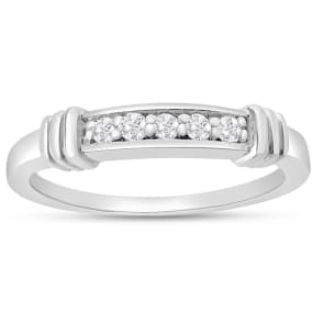 Mens 1/8 Carat Diamond Band Ring In Sterling Silver, Size 7