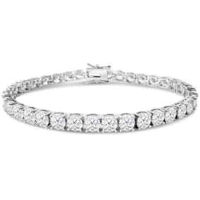 18 Carat Lab Grown Diamond Tennis Bracelet In 14 Karat White Gold - Each Diamond 1/2 Carat Each, 7 1/4 Inches
