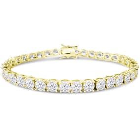 18 Carat Lab Grown Diamond Tennis Bracelet In 14 Karat Yellow Gold - Each Diamond 1/2 Carat Each, 7 1/4 Inches