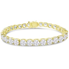 23 Carat Lab Grown Diamond Tennis Bracelet In 14 Karat Yellow Gold - Each Diamond 3/4 Carat Each, 7 1/4 Inches