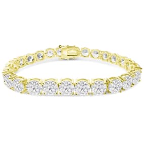 32 Carat Lab Grown Diamond Tennis Bracelet In 14 Karat Yellow Gold - Each Diamond 1 1/4 Carat Each, 7 1/4 Inches
