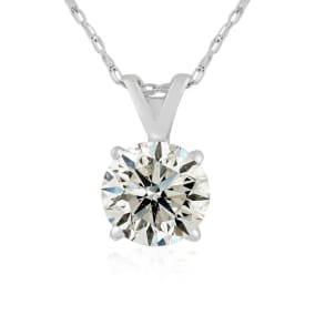 1 1/2 Carat Natural Diamond Solitaire Necklace in 14k White Gold