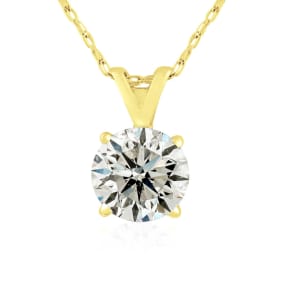 Very Rare 1.05 Carat Diamond Solitaire Necklace In Yellow Gold.  Genuine Natural, Earth-Mined Diamond