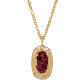 KENDRA SCOTT -  Anna 14K Gold Plated and Maroon Jade Pendant Necklace