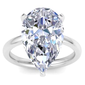 7.18 Carat Pear Shape Lab Grown Diamond Solitaire Engagement Ring In 14K White Gold