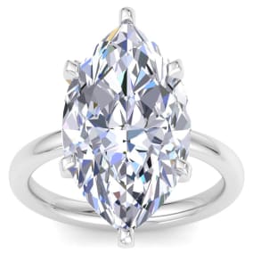 7 Carat Marquise Shape Lab Grown Diamond Ring In 14K White Gold, Solitaire