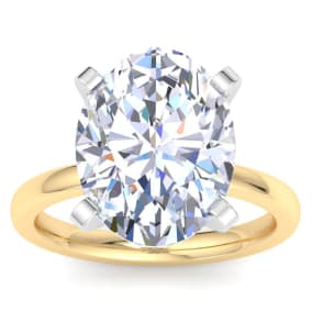 7 Carat Oval Shape Lab Grown Diamond Ring In 14K Yellow Gold, Solitaire