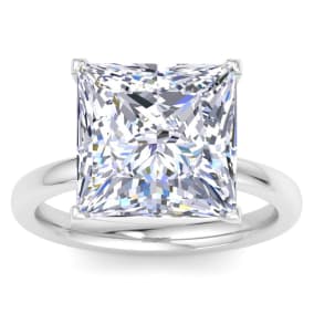 7 Carat Princess Cut Lab Grown Diamond Ring In 14K White Gold, Solitaire