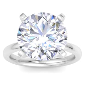 7 Carat Round Shape Lab Grown Diamond Ring In 14K White Gold, Solitaire