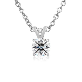 1/4 Carat Real Lab-Grown Diamond Solitaire Necklace In Sterling Silver, 18 Inches