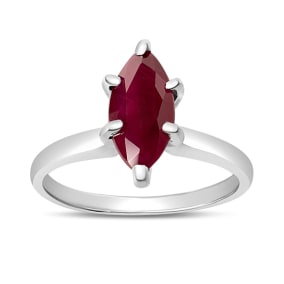 Previously Owned 1 Carat Marquise Shape Ruby Ring In 14K White Gold, Size 7