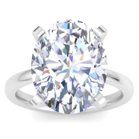 7.03 Carat Oval Shape Lab Grown Diamond Ring In 14K White Gold, Solitaire