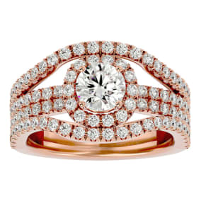 2 Carat Halo Diamond Engagement Ring in 14 Karat Rose Gold