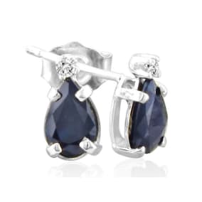 2ct Pear Sapphire and Diamond Earrings in 14k White Gold