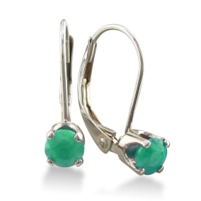 1/2ct Solitaire Emerald Leverback Earrings, 14k White Gold