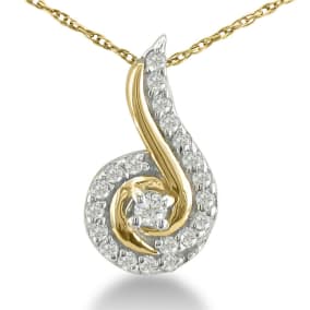 1/4ct Swirling Diamond Pendant in 10k Yellow Gold